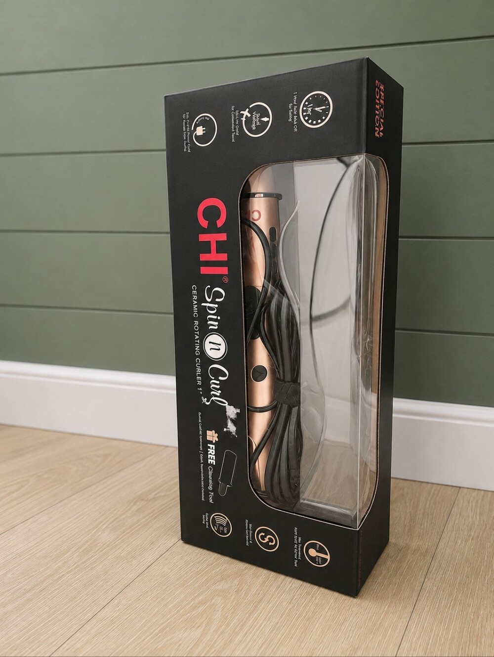 CHI Spin N Curl Ceramic Rotating Curler Rose Gold NWT